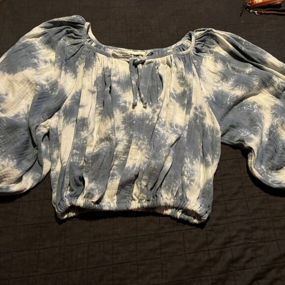 CHARINA SARTE Tie Dye Bateau Neckline‎ Crop Top 100% Cotton Size Small - Picture 1 of 7